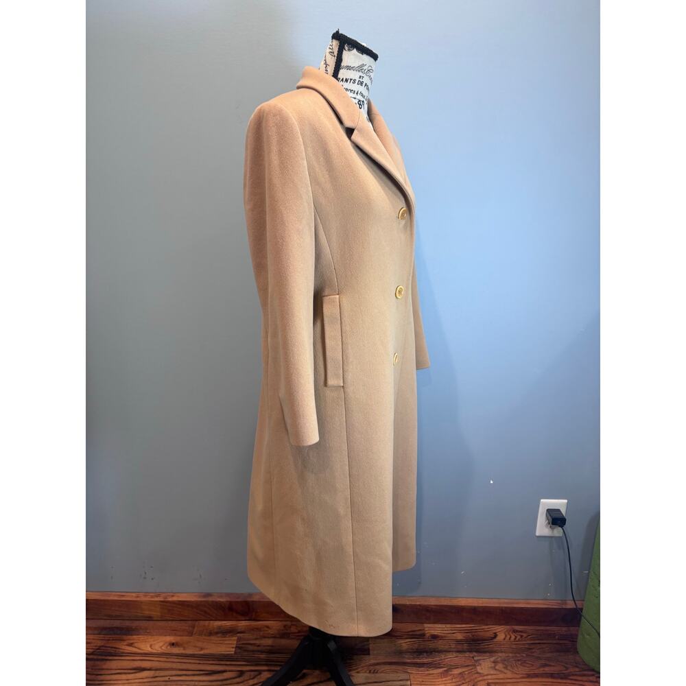 L.L. Bean Women’s Petite Wool Coat Size 6 Camel Tan Long Overcoat - Picture 4 of 10